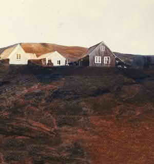 Old buildings above Vik